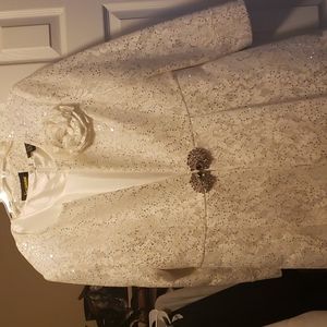 White Satin Women  Two piece Dress size 20 never worn (Jacket/Dress) size 20